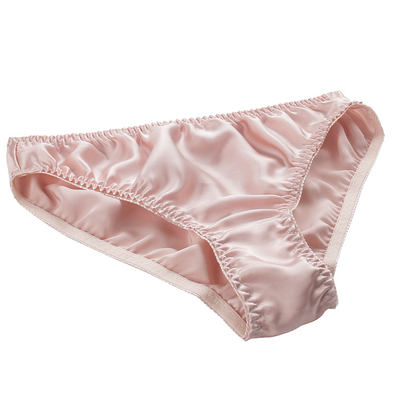 

Women Pure Silk Panties Sexy Mid Waist Solid Color Briefs Women Thongs Underwear High Quality Many Colors Clothes, Color will be send by random