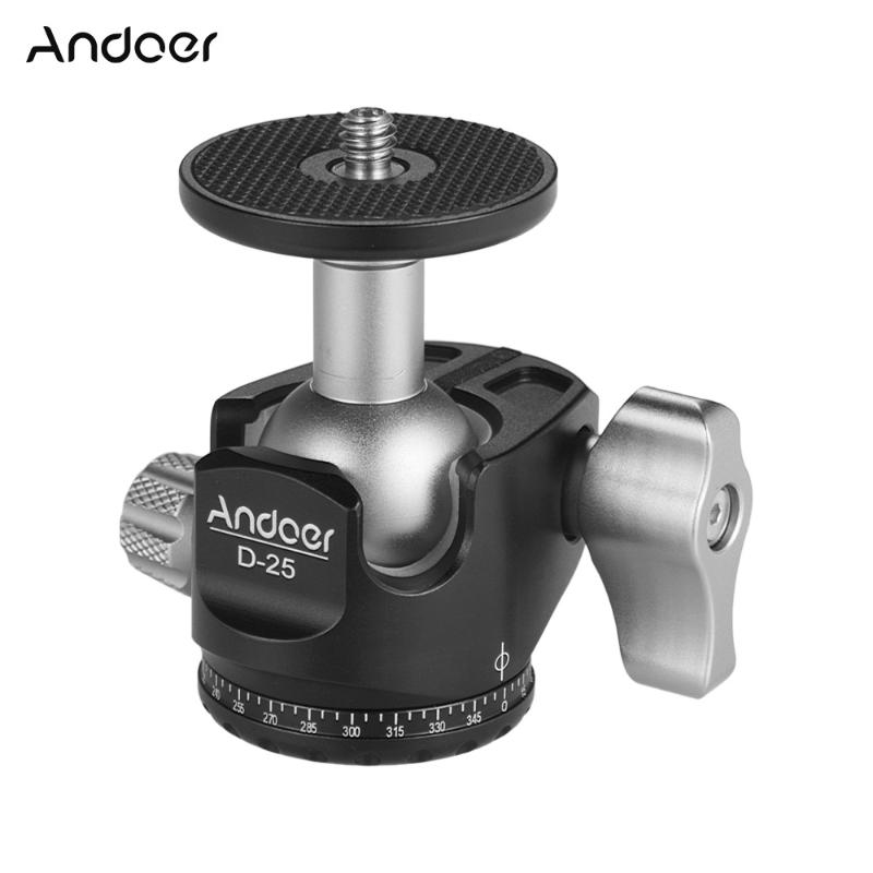 

Andoer CNC Machining Double Notch Ball Head Mini Ballhead Low Center of Gravity for Tripod Monopod for Canon Nikon Sony DSLR