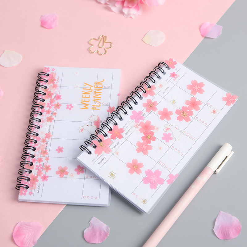 

A6 Weekly Planner Notebook School Supplies Office Portable 2020 2021 Agenda cherry Organizer Schedule Diary Monthly Stationary