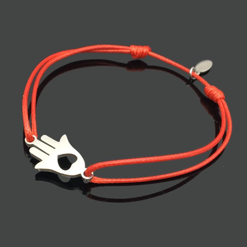 

Wish Bracelet Love Hand Stainless Steel Charm Lucky Bracelet Heart Hand Pendant Adjustable String For Women