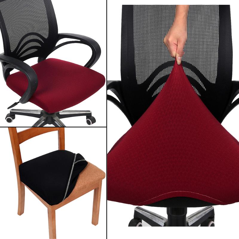 

Solid Color Kitchen Office Stretch Chair Cover Solid Seat Protector Elastic Seat Case Dining Computer Slipcover Living Room