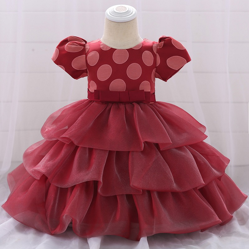 

Infant Baby Girl Dress fashion Dot Baptism Dresses for Girls 1year birthday party wedding tutu Princess dress baby clothing, As pictures3