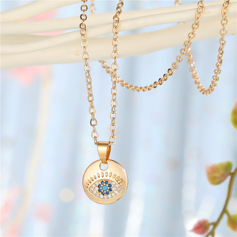 

1PC Bohemian Crystal Round Evil Eye Necklace Choker For Women Vintage Trendy Rhinestone Pendant Clavicle Chain Jewelry Gift