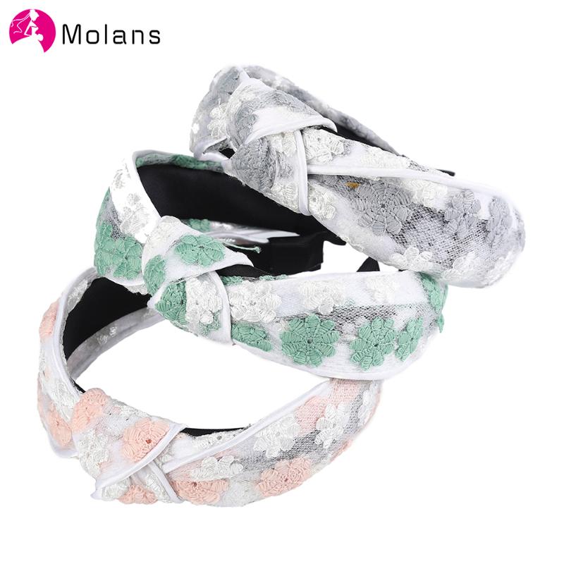 

Molans Molans Center Knot Embroidery Lace Hair Bands For Women 2020 New Hair Accessories Fashion Headband Bezel