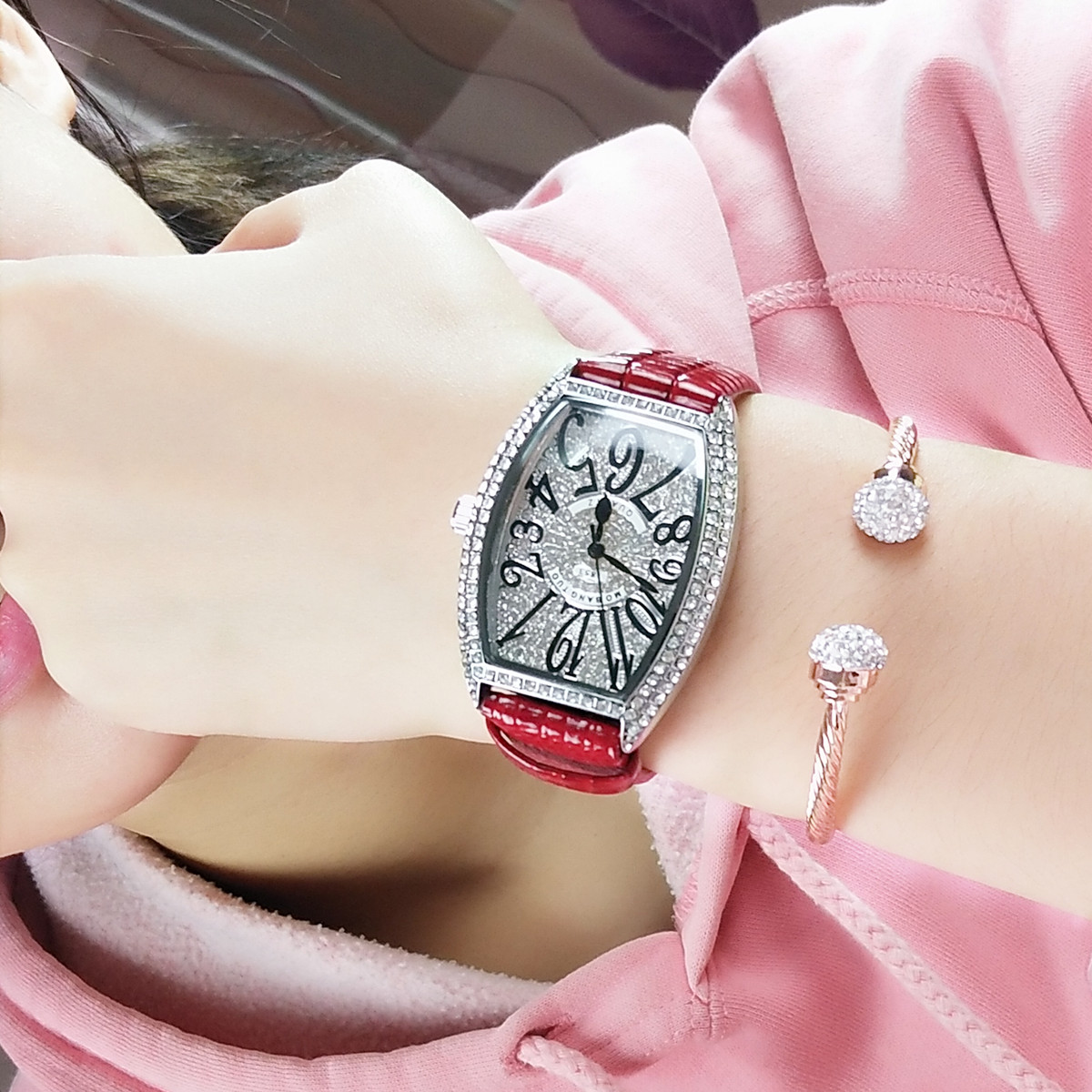 

new arrivals sales fashion designers microfor womens watch digital silver shell buckettype watch female generation published free, Pink with silver shell number