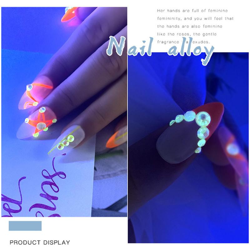 

Luminous Fluorescent Diamonds Nail Stickers Glowing Designs Nail Decoration DIY Manicure Art Tools, White