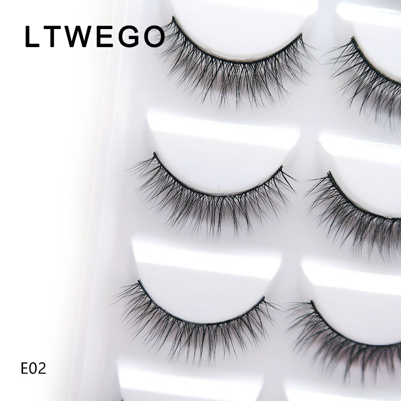 

LTWEGO 5 pairs natural long false eyelashes soft fluffy 3d mink lashes handmade faux cils reusable cilios makeup eye lash