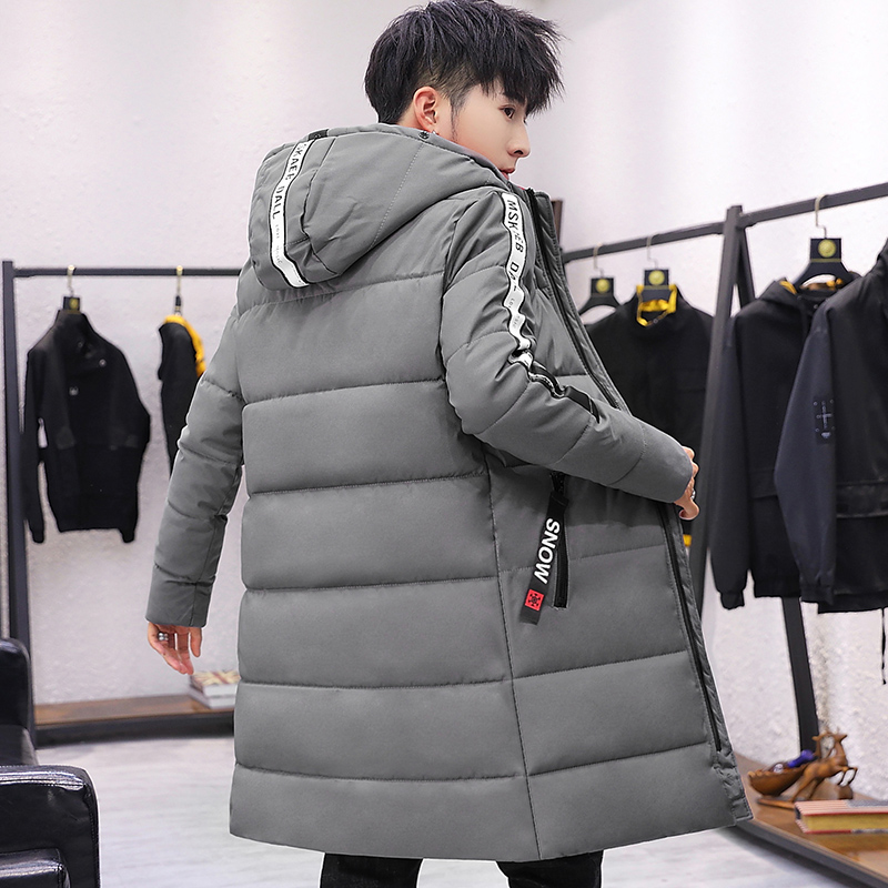 

Men's winter coat 2019 new trend Korean winter loose handsome hoods and velvet padded cotton jacket, Black