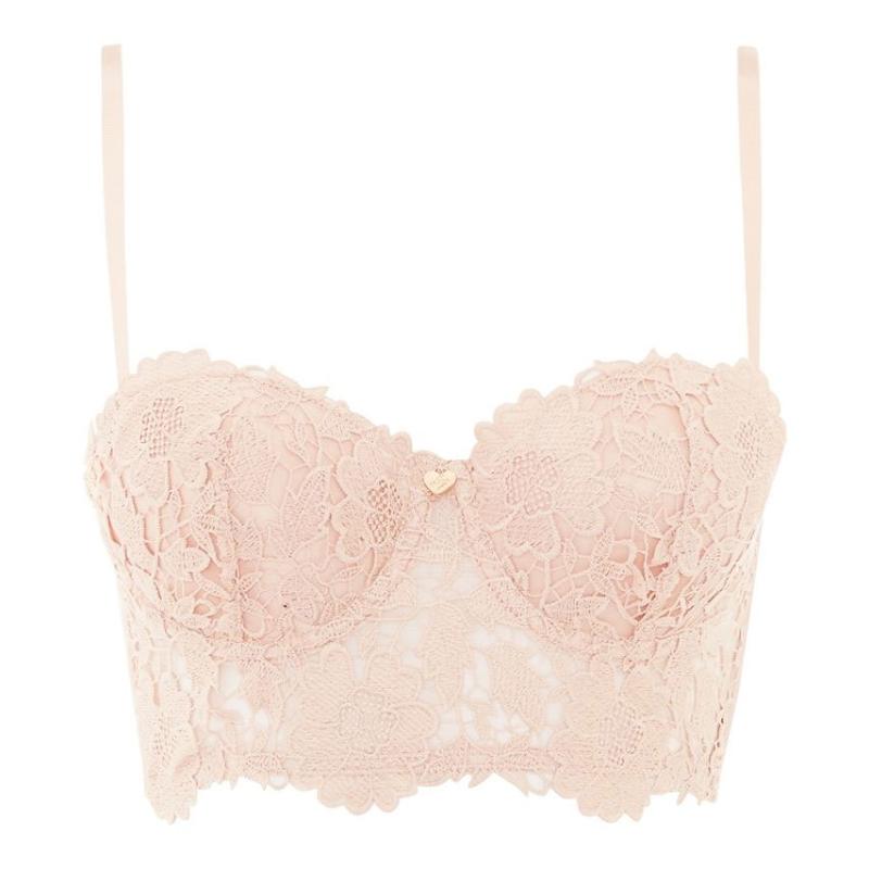 

Floral Lace Strapless Push up Bra For Women Bralette, Khaki