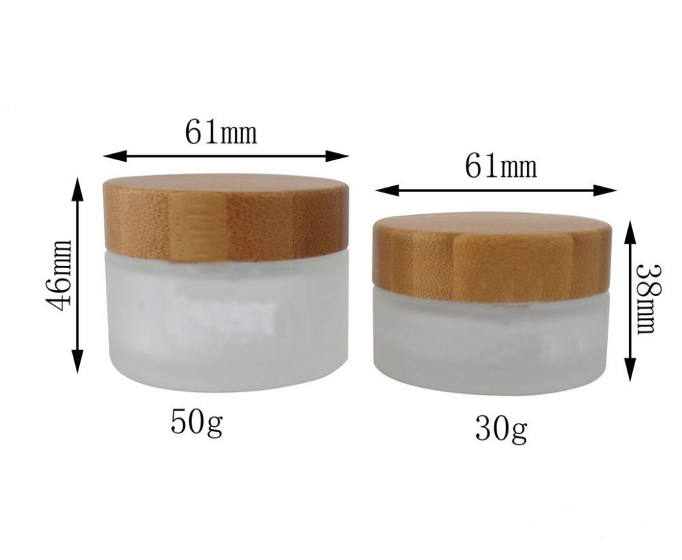 

20 Pieces/Lot,30g 50g Frost Glass Jar with Bamboo Lid Cosmetic Cream Sub Bottle Glass Packaging Bottles with Wooden Cap
