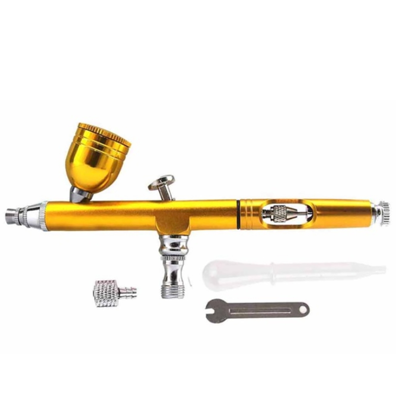 

Airbrush Tool Dual Action Gravity Feed 0.m Nozzle Spray Airbrush Nail Art Paint Tattoo Tool With Wrench Straw Gold