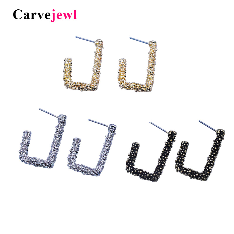 

Carvejewl simple geometric new stud earrings for women jewelry Korea design burnished gold silver plated small earring accessory