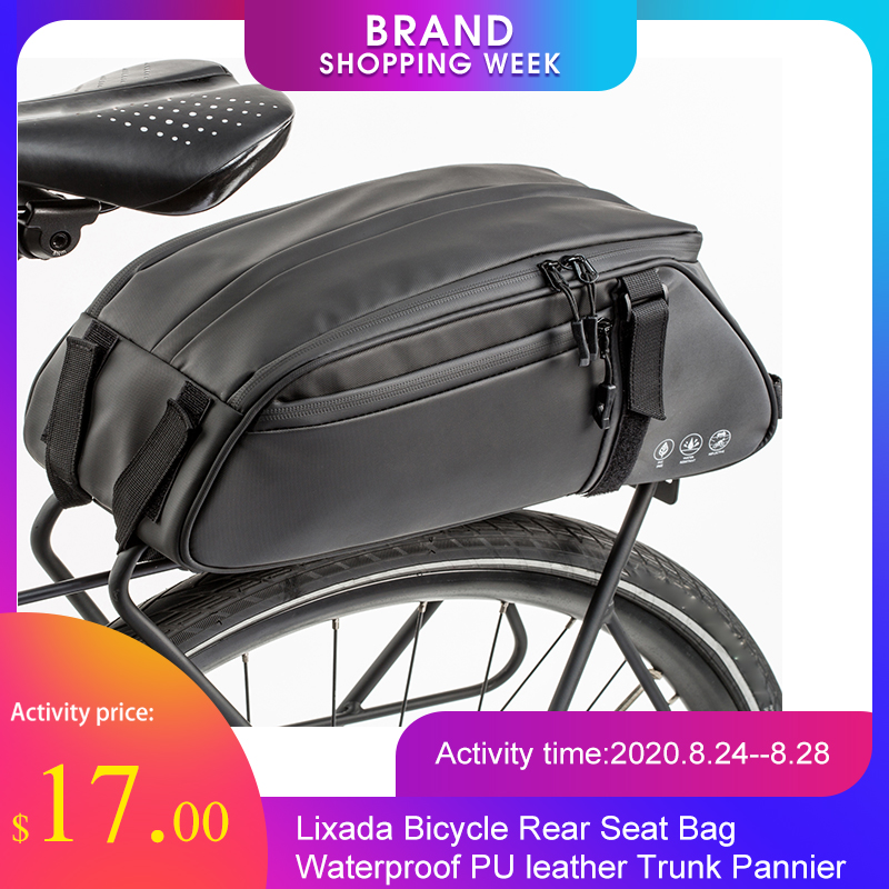 

Lixada Bicycle Rear Seat Bag Waterproof PU leather Cycling Bike Rear Rack Trunk Pannier Luggage Carrier Bag Handbag Shoulder