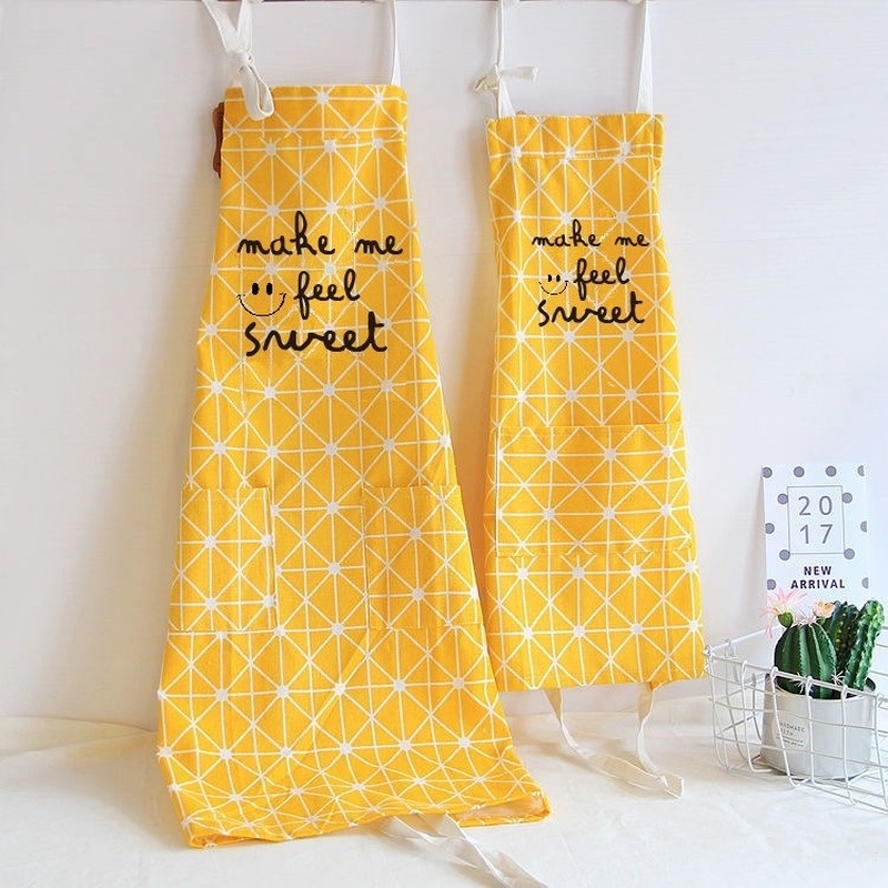 

Cotton Linen Parent-child Apron Pockets Apron Kitchen Accessories