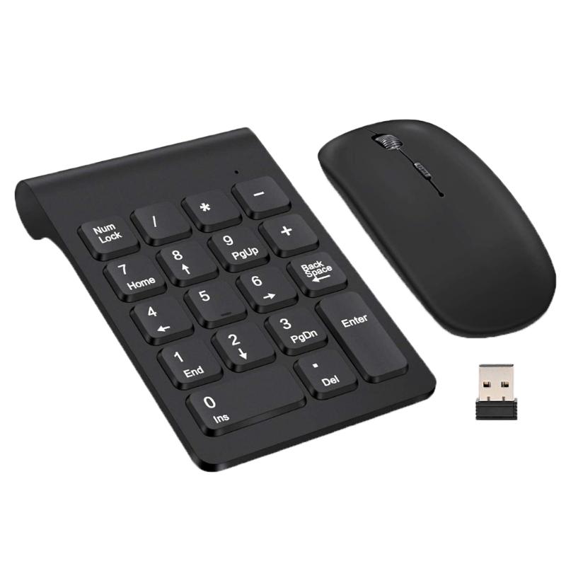 

2.4G Wireless Mini Digital Keyboard and Mouse Set 18 Keys USB Number Numeric Keypad Pad Mouse for Laptop PC Notebook Desktop