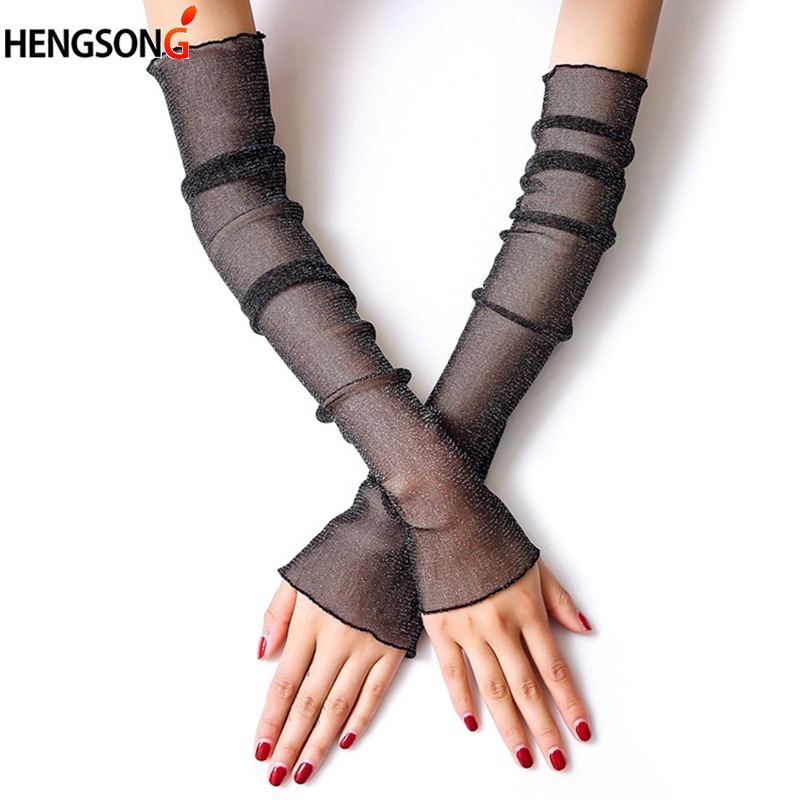 

Five Fingers Gloves Ultra Thin Lace Long Arm Women Girl Summer Sunscreen Muti-purpose Leg Covers Drop