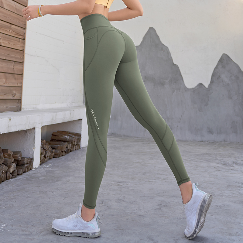 

Fitness pants women high waist hips running yoga pants wear thin models breathable quick-drying tight sports summer, Pink