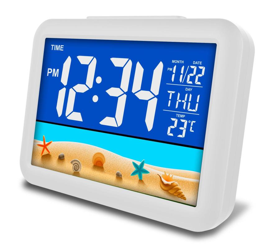 

Modern Electronic Table Clock Creative Digital Desk Clock LCD Voice Control with Date/Time/Temperature Display Home Decor