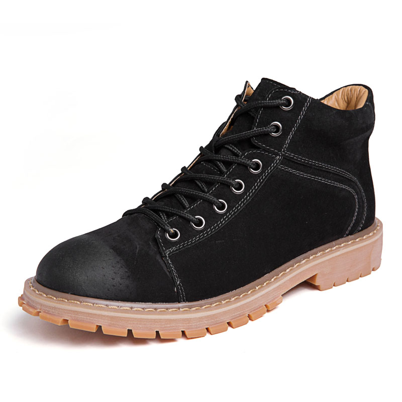 

MOOREGOOD Springtime New Style Casual Boots Wearable And comfortable Fashion Men Boots Brand Work Shoes Thick bottom, Black