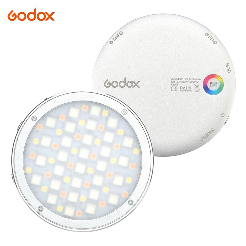 

Godox R1 Round RGB Mini Creative Fill Light LED Video Light 2500-8500K CRI98 for Video Recording Live Streaming Photography