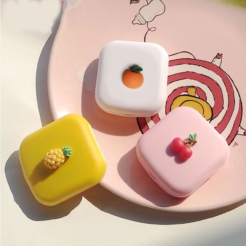 

2020 Fruit Contact Lens Case With Mirror Women Man Unisex Contact Lenses Box Eyes Lens Container Lovely Travel Kit Box