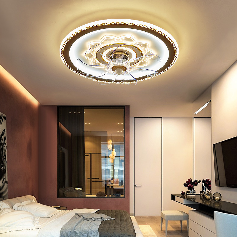 

Creative bedroom lamp ceiling fan chandelier with electric fan lamp integrated simple modern guest room remote control