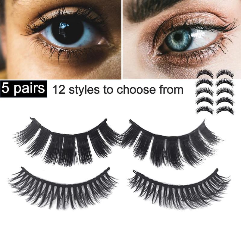 

5 Pairs 3D Synthetic Fiber False Eyelashes Long Fake Lashes Extension