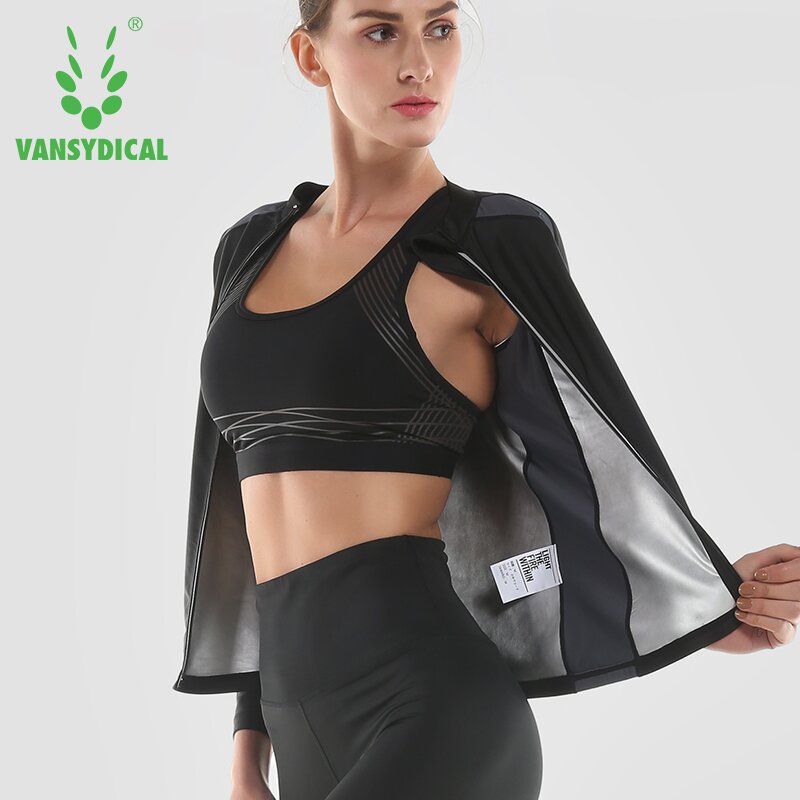 

Vansydical Women Heat Hot Sweat Jacket Running Jogging Sports Yoga Sportswear Fitness Exercise Gym Jacket Running Clothes Tops, Fa1806801