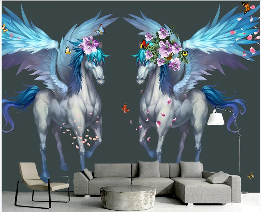 

3D wallpaper custom photo mural Hand drawn cartoon pegasus living room Home decor 3d wall muals wall paper for walls 3 d, Non woven