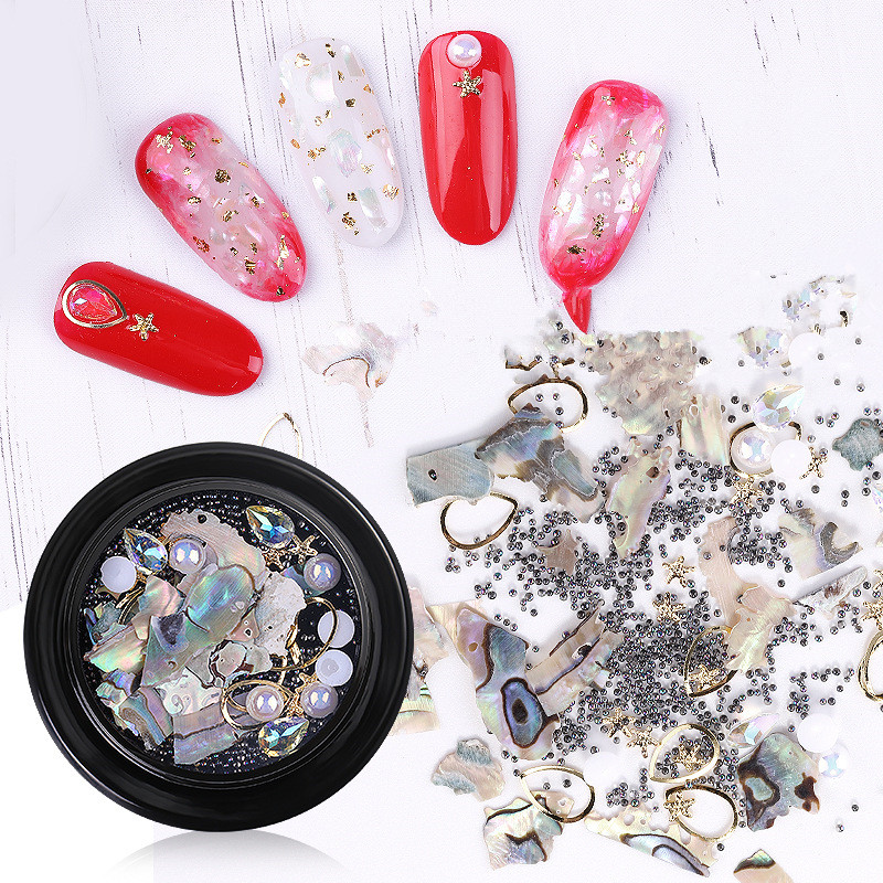 DIY Nail Decorations 3D Shiny Abalone Pearl Shell Slice Flake Nail Art Stones Charms Spangles Tips Manicure Accessories F634-image-407139784