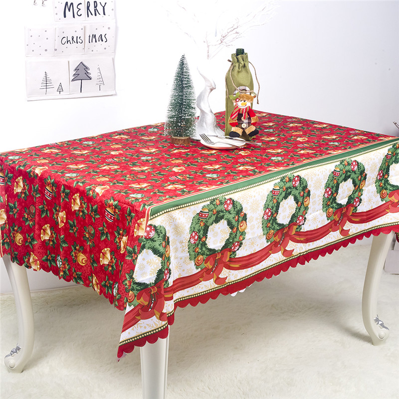 

Christmas Polyester Printed Tablecloth Rectangular Hotel Banquet Tablecloth Christmas Home Decoration, Wreath