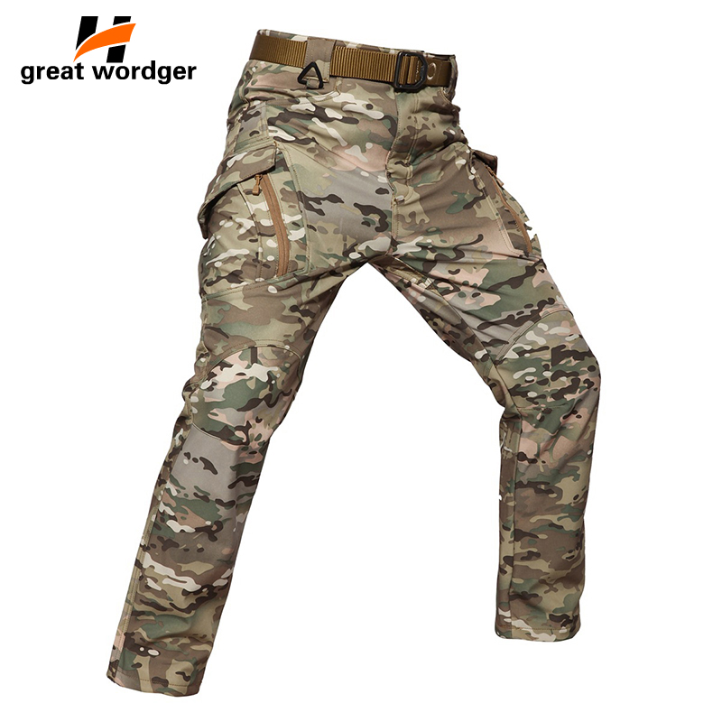 

Winter Waterproof Tactical Pants Male Thick Fleece Men' Cargo Pants Warm Trousers Ski Hiking Sport Army Man, Black python