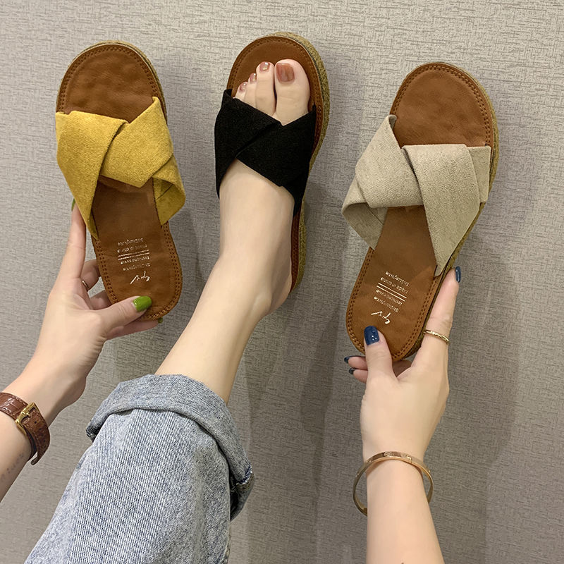 

JAYLAY Women Casual Sandals House Slip-On Slippers Breathable Non-slip Soft Bottom Rubber Shoes, Beige