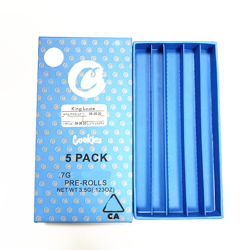 

Empty Cokies Prerolled joints Package 5 Pack children resistant design west coast cure rolling paper packaging for dry herb flower