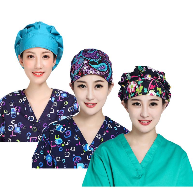 

Fashion Cotton Bandage Adjustable Print Bouffant Hat Adjustable Hat Head Cover Unisex Scrub Cap Gorro Enfermera Quirofano