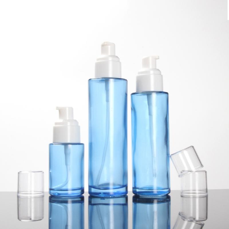 

80ml Lotion Bottle with Pump,Green Frosted/Blue Glass Spray Bottle
