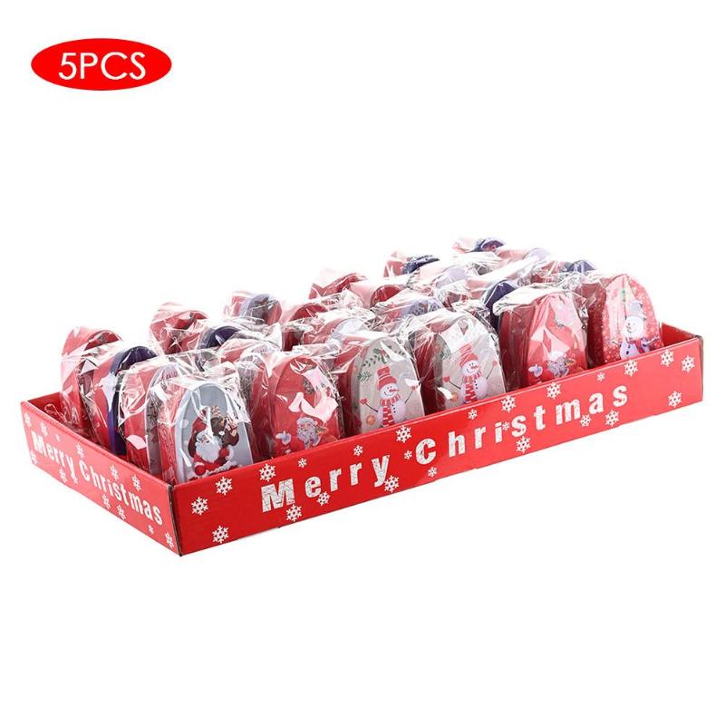

5pcs Christmas Candy Box Iron Candy Jar Set Santa Claus Sweet Storage Can Random Color Patterns (Boxed