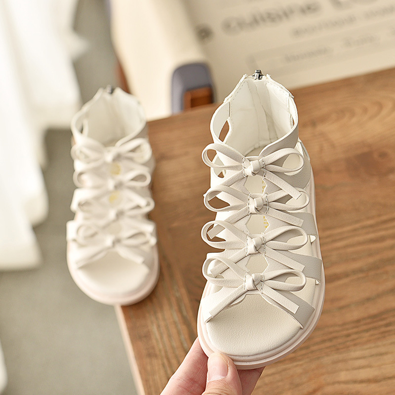 

Summer Children's Sandals Korean Fashion Version Of The Hollow Girl Roman Sandals Open Toe High Help Non-slip Kids Shoes, Black