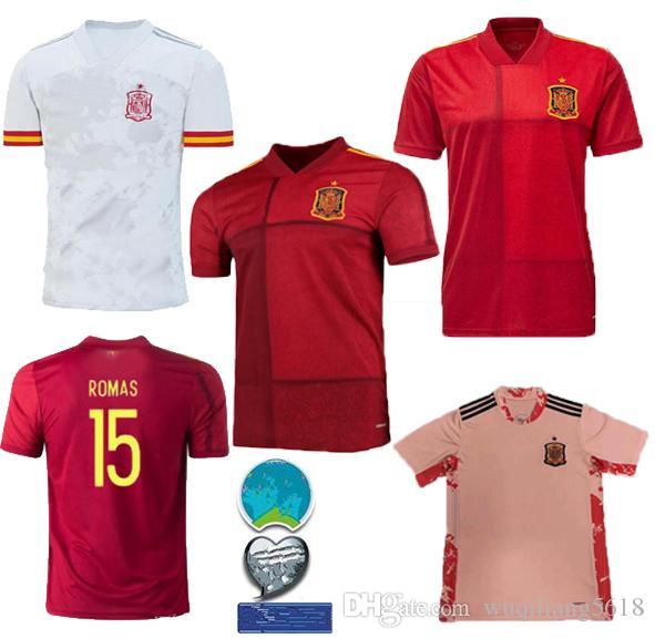 

fast ship spain soccer jersey home red 20 21 camiseta de fÃºtbol SERGIO A.INIESTA koke ASENSIO ramos SILVA isco football uniform, Black;yellow