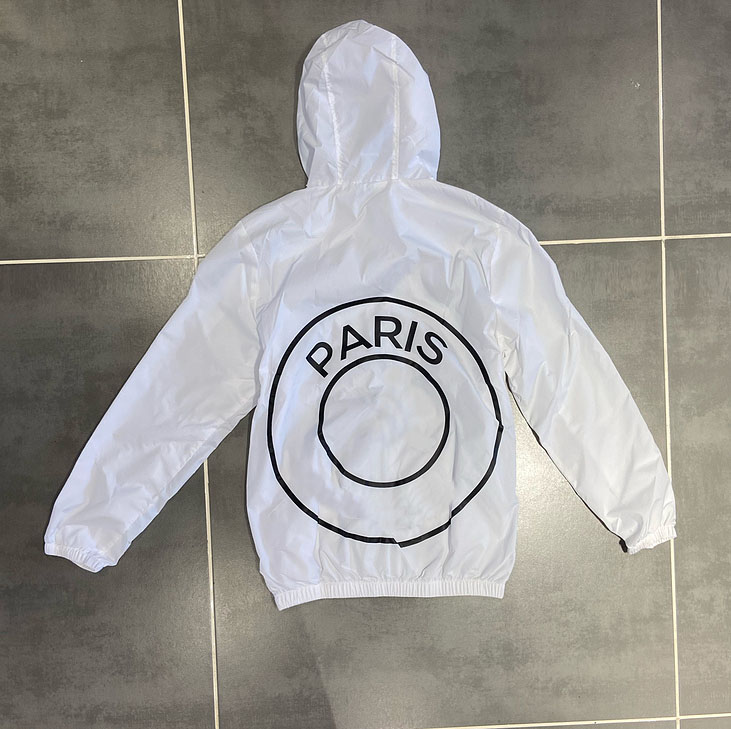 

Men' Jacket Autumn Winter Windbreaker Sportswear Soccer Team Jersey Print Hooded with Zipper Fashion Long Sleeve Clothing Size -2XL, White