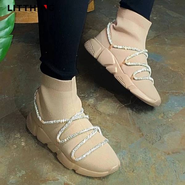 

LITTHING Women's Winter Ankle Boots Slip On Warm Snow Boots Sewing Platform Shoes For Women Ladies Warm Shoes Suede Casual, Beige