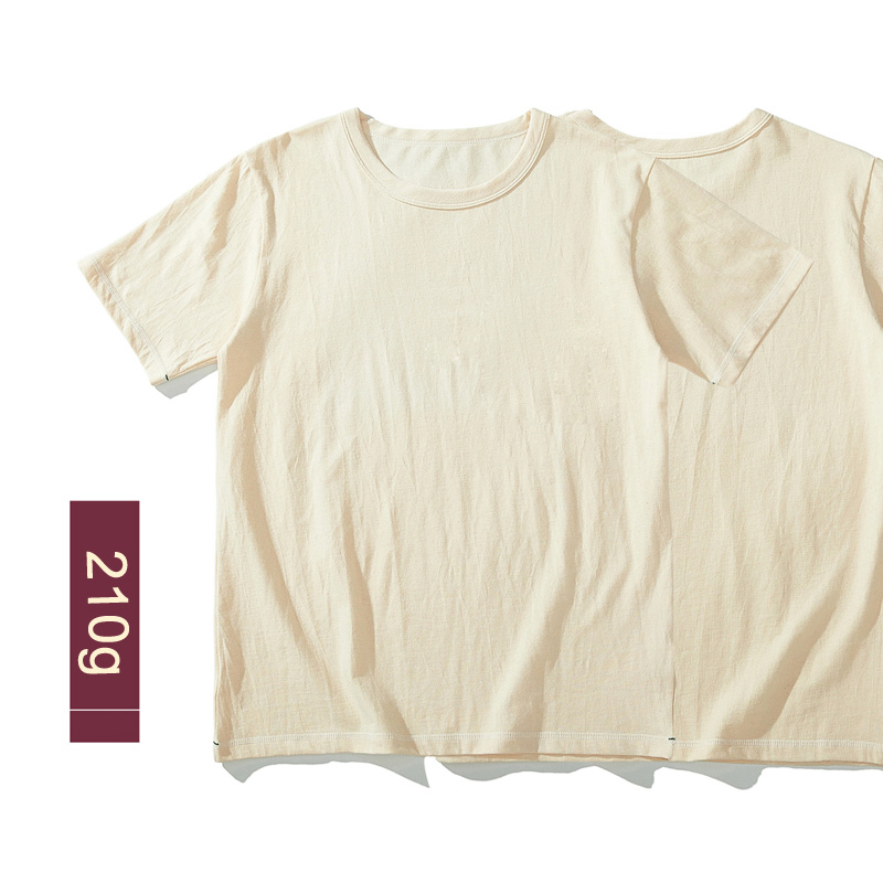 

Akkad Kuti High-quality Cotton Summer Men's Short-sleeved T-shirt Bottoming Shirts Original Wood Embryo Color Tee Tops Unisex, Wood color
