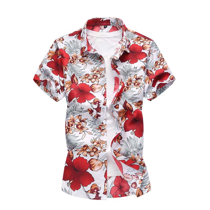 

Men Clothes 2020 Summer Fashion Men's Hawaiian Shirt Short Sleeve Floral Shirt Casual Male Flower Shirts Plus Size 5XL 6XL 7XL, Blue