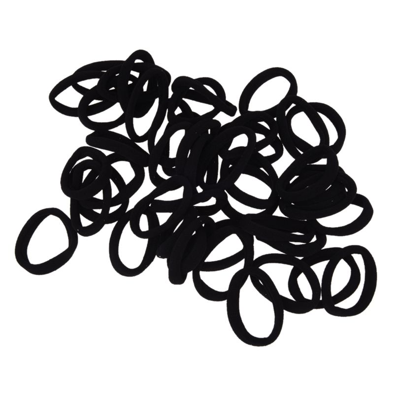 

48PCS Black Elastic Rubber Hair Bands Ponytail Holders for Ladies