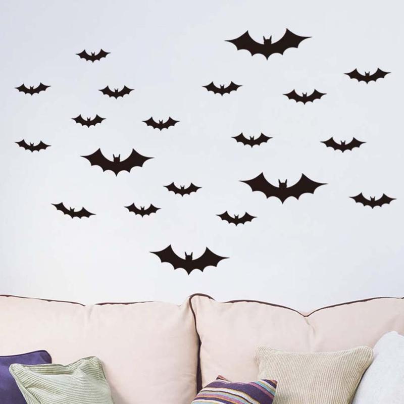

Wall Stickers Christmas Decorations For Home Room Bedroom Black 3d Diy Pvc Bat Wall Sticker Decal Halloween Decoration 36pcs