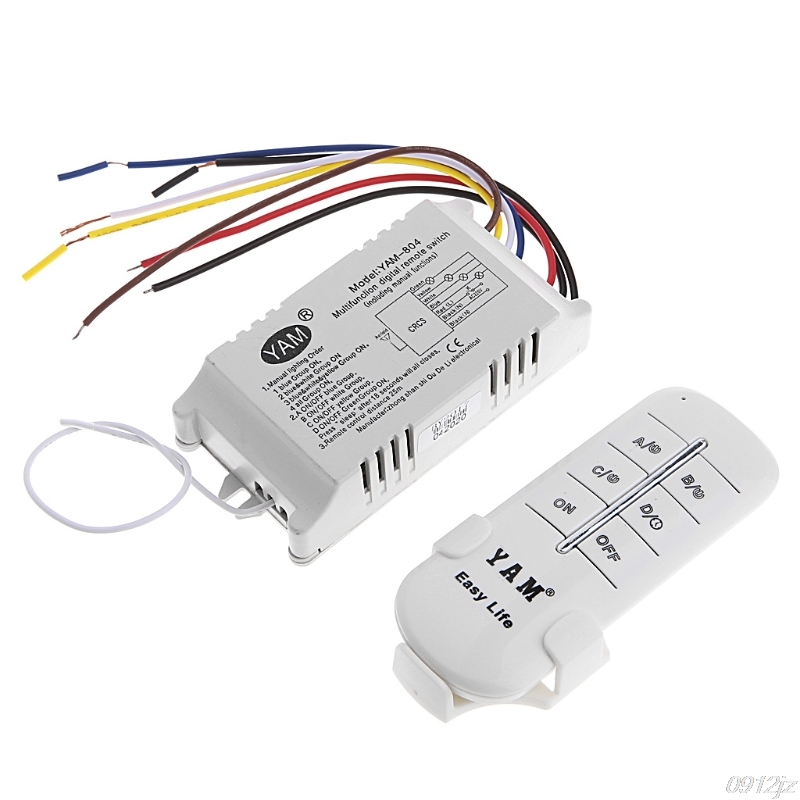 

220V 1/2/3/4 Ways Wireless ON/OFF Lamp Remote Control Switch Receiver Transmitter