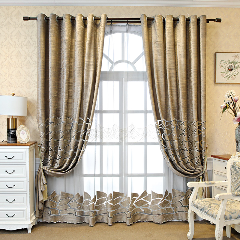 

Custom curtain modern Simplicity embroidered flannel coffee livingroom shading bedroom blackout curtain tulle valance drape M873, Tulle sheer