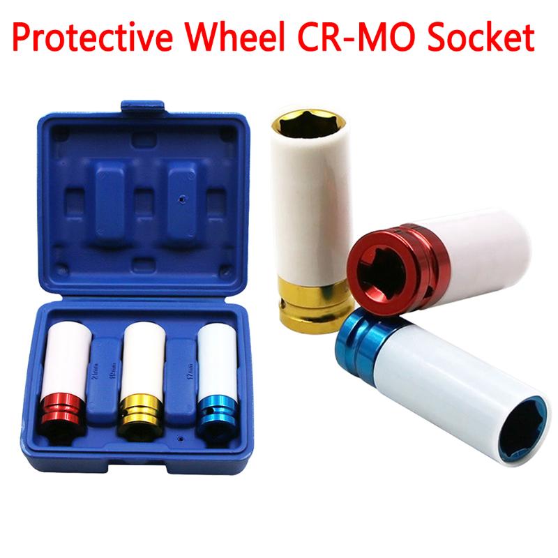 

Colorful 3pcs 17/19/21mm Pneumatic Tyre Protection Sleeve Steam Sleeve Auto Repair Hardware Tool + Case