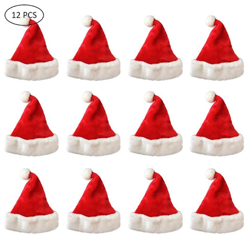 

Christmas Hat 12 Pcs Unisex Christmas Santa Hat Traditional Xmas Santa Claus Cap Gift for Adult Kids Party Decora