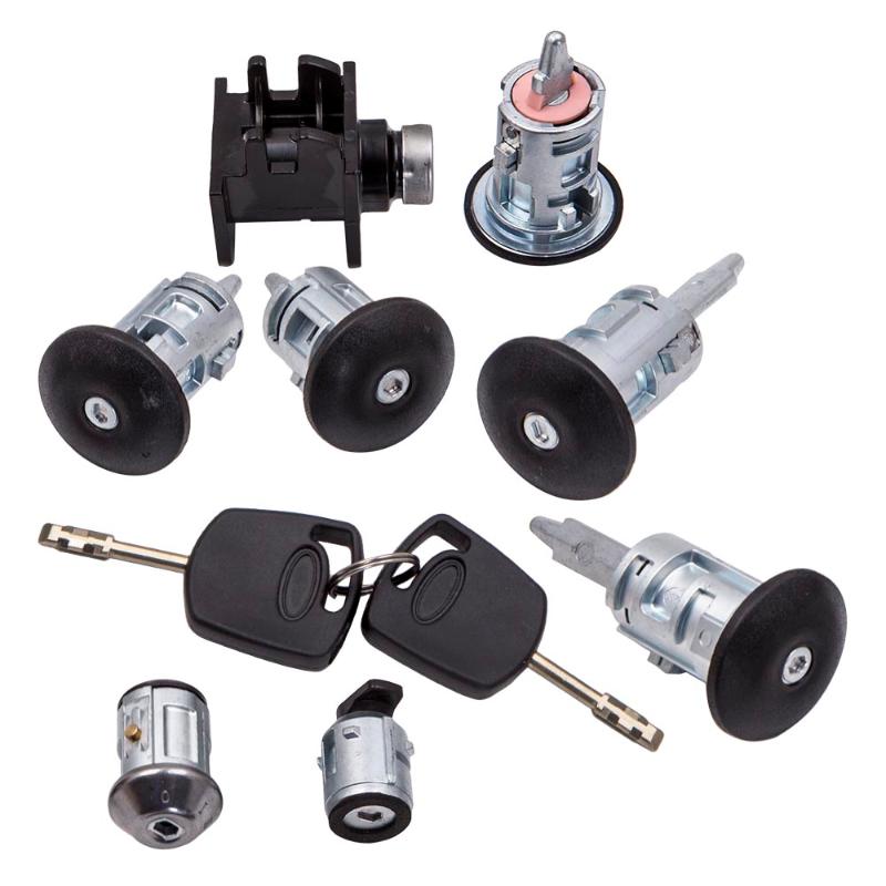 

8pcs Ignition Switch Door Lock Bonnet Set with 2 Keys For Transit Connect 4425134, As pic